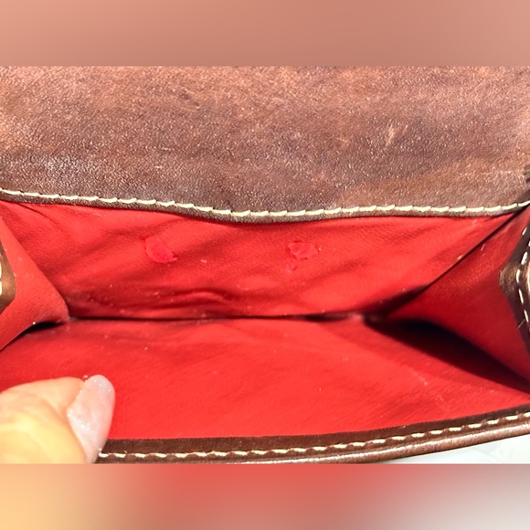 Dooney & Bourke Small Bifold Coin Wallet Brown Leather Vintage Logo . - Picture 7 of 13